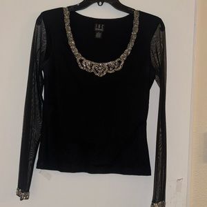 Black lace top beaded trims